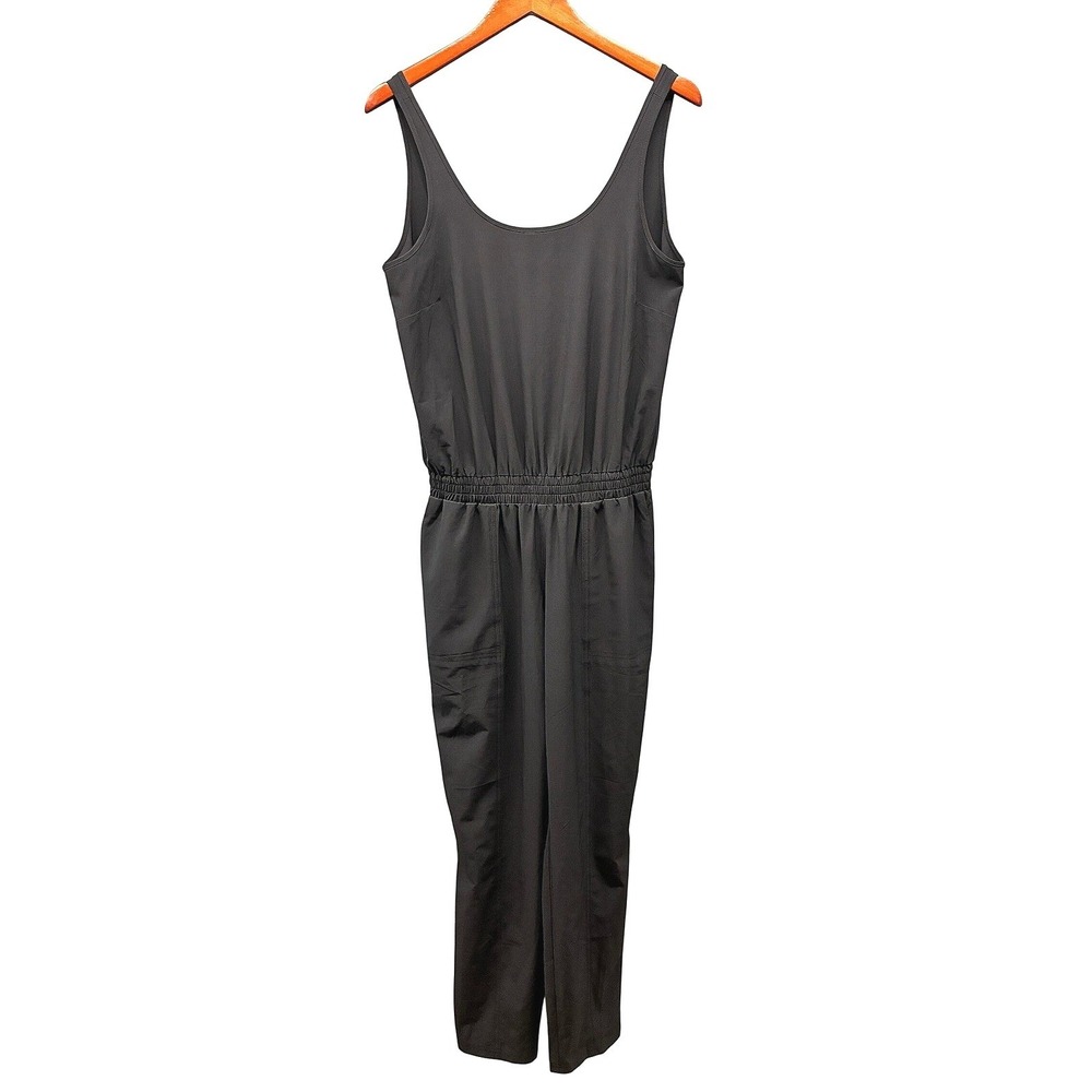 Athleta Sleeveless Jumpsuit Womens 8 Black Elastic Waist Travel Athleisure